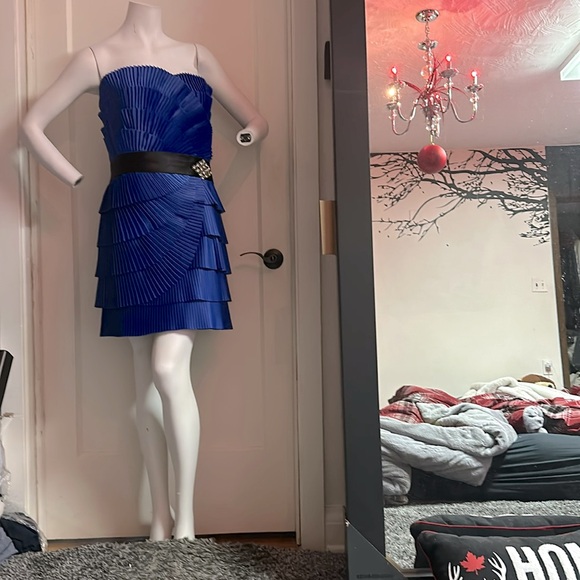 STUNNING! NWT LE Chateau Royal cobalt blue Pleated Cocktail wedding summer dress - Picture 3 of 6